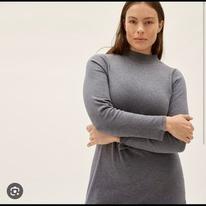 NWT Everlane The Cotton Mockneck Dress Dark Gray Size XL